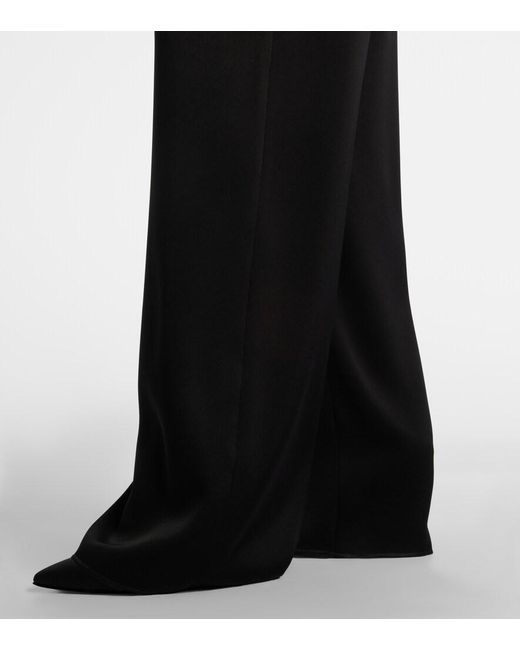 Max Mara Black Divo Satin Wide-Leg Pants
