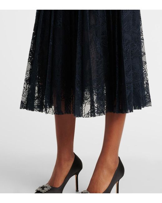 Oscar de la Renta Blue Cotton-Blend Tweed And Guipure Maxi Dress