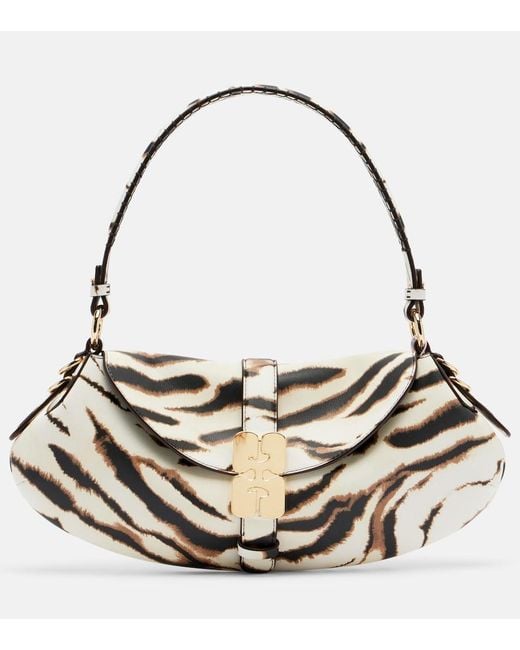 Ganni Metallic B-Kat Small Zebra-Print Shoulder Bag