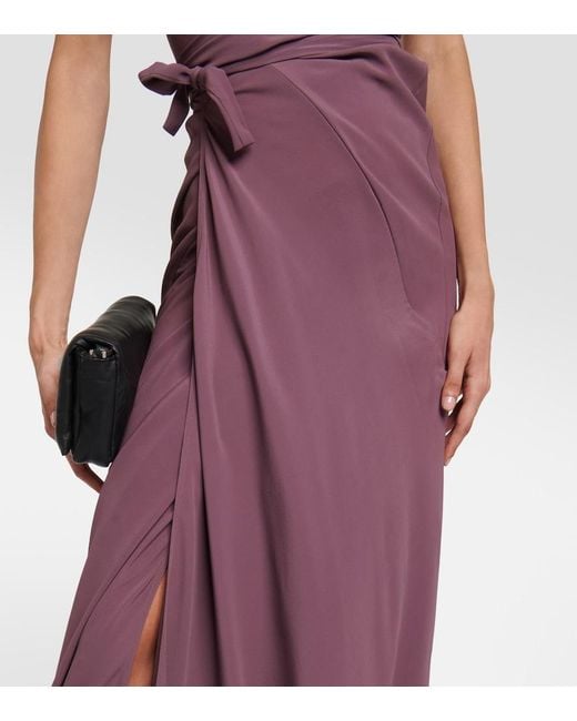Rick Owens Purple V-neck Wrap Sleeveless Gown