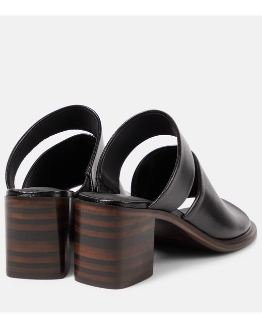 Lemaire Black Double Strap 55 Leather Mules
