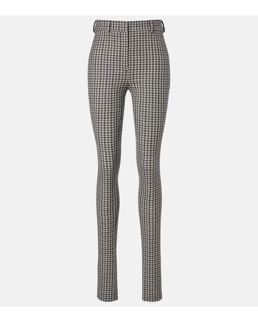 Acne Gray Checked Wool-Blend Slim Pants