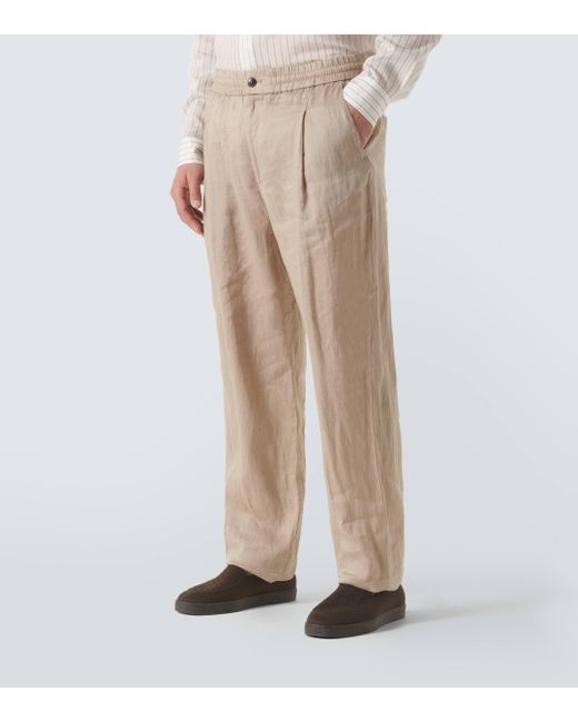 Pantalon chino en lin Giorgio Armani pour homme en coloris Natural