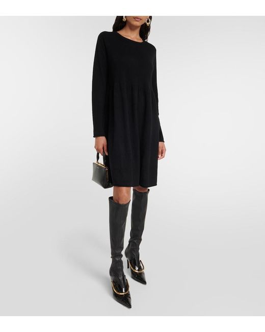 Jardin Des Orangers Black Wool And Cashmere Minidress