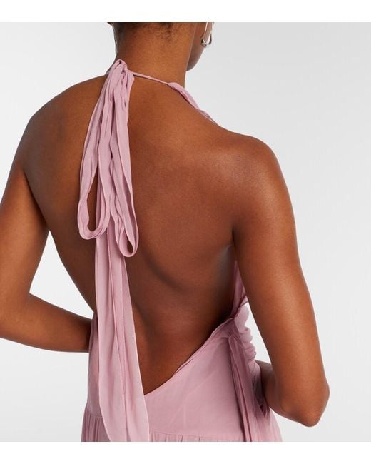 Blumarine Pink Ruffled Georgette Gown