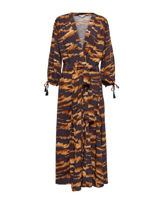 Melissa Odabash Synthetic Gabby Tiger-print Maxi Kaftan in Brown | Lyst