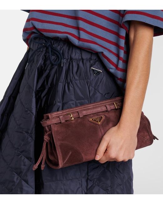 Prada Purple Bonnie Small Suede Shoulder Bag