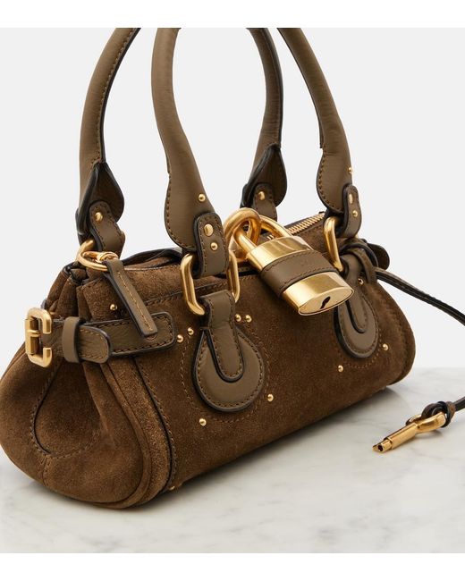 Chloé Brown Paddington Small Suede Shoulder Bag