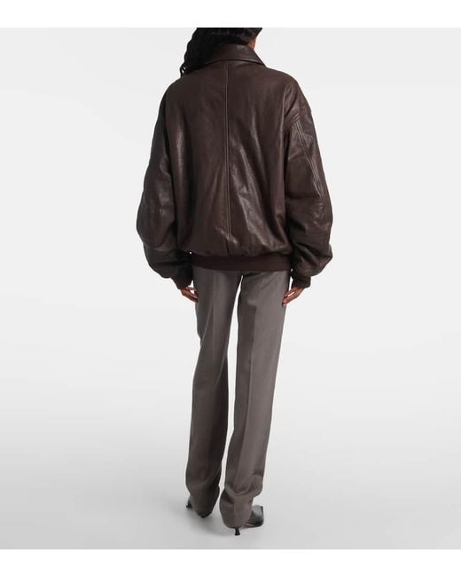 Calvin Klein Brown Johnson Leather Bomber Jacket