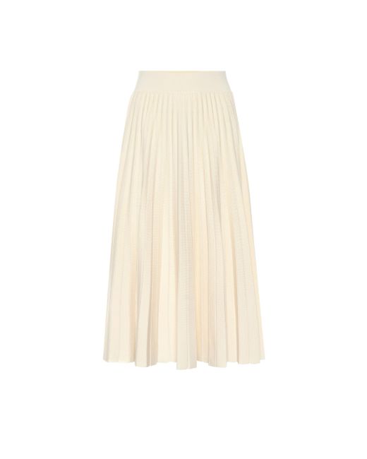 Polo Ralph Lauren Pleated Wool Knit Midi Skirt in Ivory (White) | Lyst