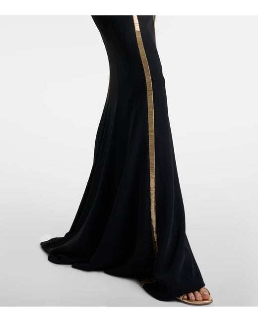Costarellos Black Embellished Crepe Gown
