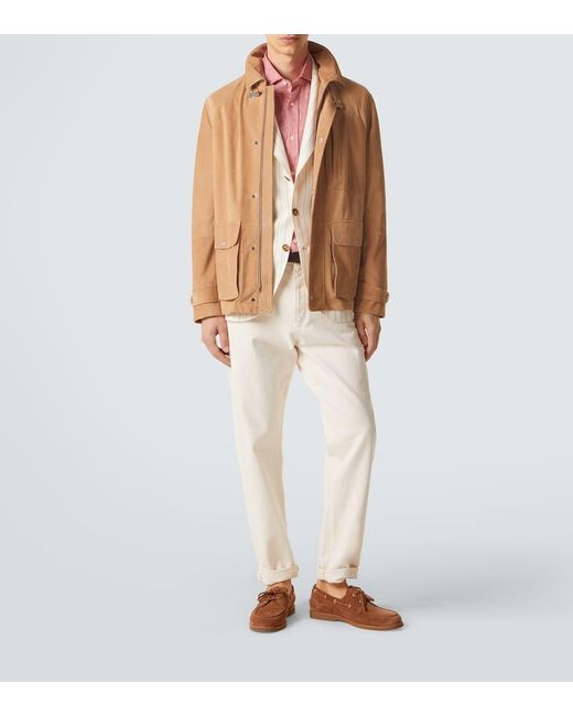 Brunello Cucinelli Brown Suede Field Jacket for men
