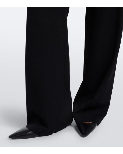 The Row Black Coleman Wool Gabardine Straight Pants