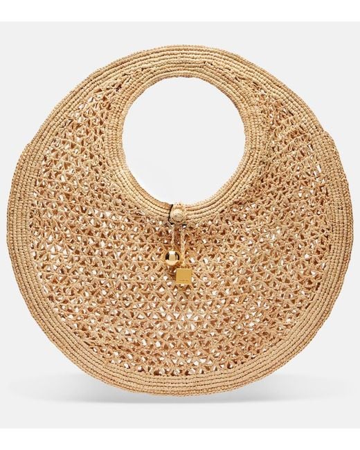 Jacquemus Metallic Tote Bag Spiaggia Aus Raffiabast