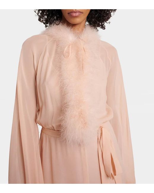 Blumarine Pink Georg Feather-Trimmed Midi Dress