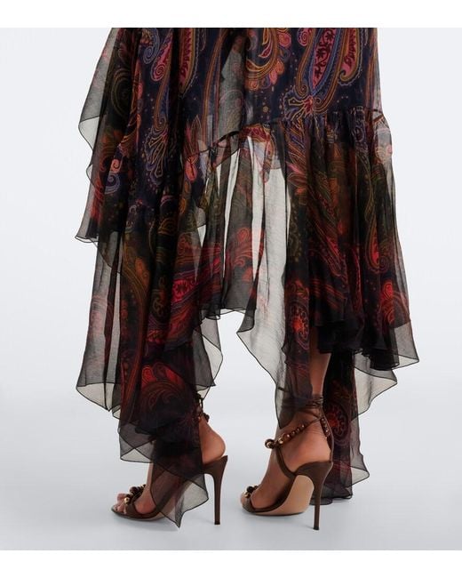 Etro Multicolor Printed Silk Chiffon Gown