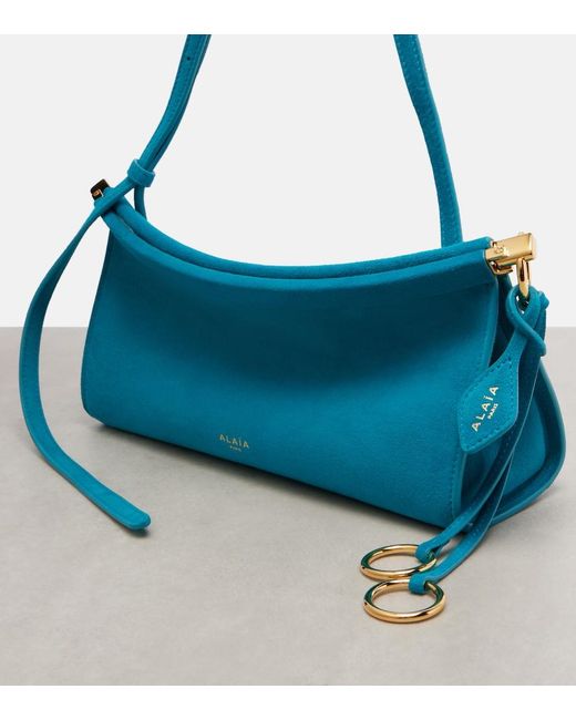 Alaïa Blue Le Click Small Suede Shoulder Bag