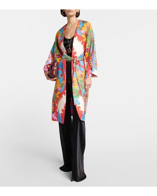Etro Red Printed Silk Beach Cover-Up