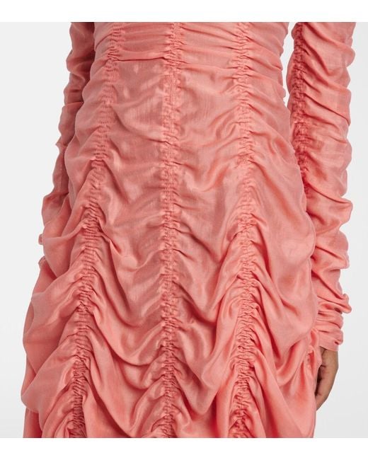Khaite Red Judith Ruched Voile Cocktail Dress