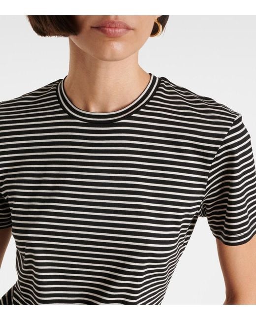 Nili Lotan Black Lana Striped Cotton-Blend T-Shirt