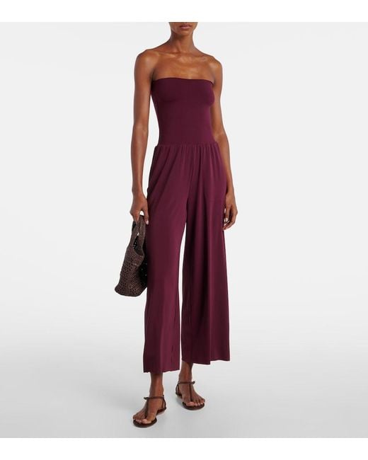 Eres Red Dao Strapless Jersey Jumpsuit