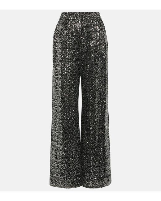 Pantaloni a gamba larga con paillettes di Dolce & Gabbana in Gray
