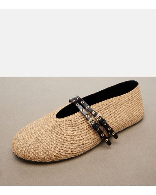 Alaïa Brown Woven Leather-Trimmed Ballet Flats