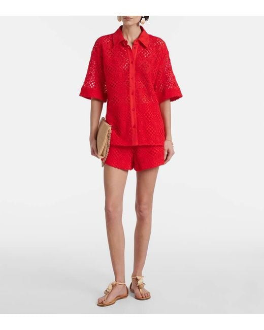 Sir Red Crochet High-Rise Cotton-Blend Shorts
