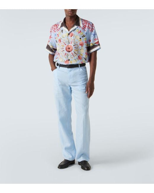 Dolce & Gabbana Blue Shirt With A Shell Motif for men