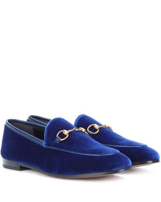 Mocasines en terciopelo Jordaan Gucci de color Blue