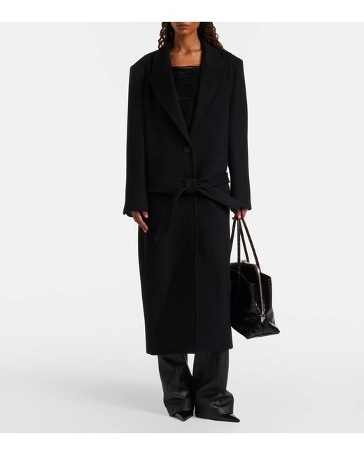 The Attico Black Wool-Blend Twill Coat