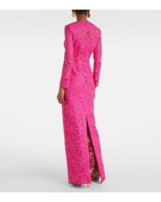 Vestido De Fiesta De Guipur Asimetrico Oscar de la Renta de color Pink