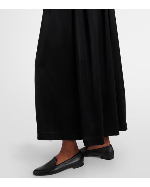 Totême Black Silk And Cotton Satin T-Shirt Dress