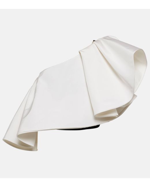 Carolina Herrera White One-shoulder Ruffled Silk Top