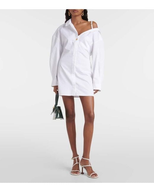 Vestido La Mini Robe Chemise de algodon Jacquemus de color White