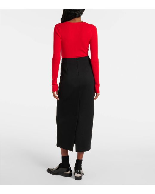 Max Mara Black Jersey Midi Skirt