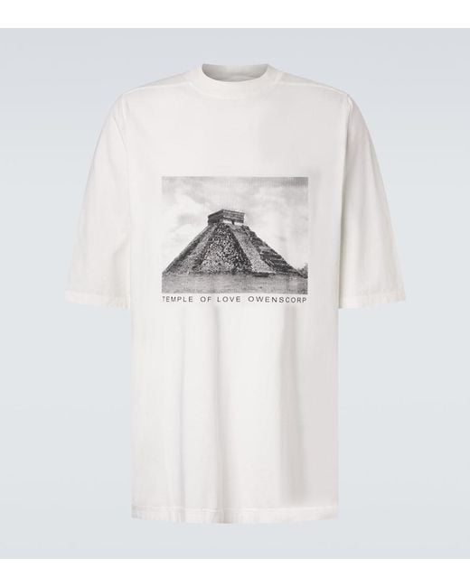 Rick Owens White Drkshdw Jumbo Printed Cotton Jersey T-Shirt for men