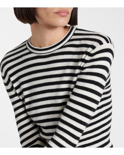 Lisa Yang Black Vivian Striped Cotton And Cashmere Top