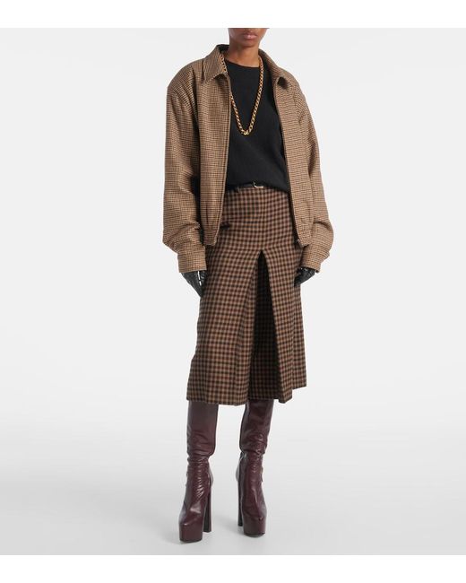 Saint Laurent Brown Houndstooth-Jacquard Woven Jacket