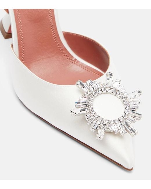 AMINA MUADDI Pink Begum 70 Satin Slingback Pumps