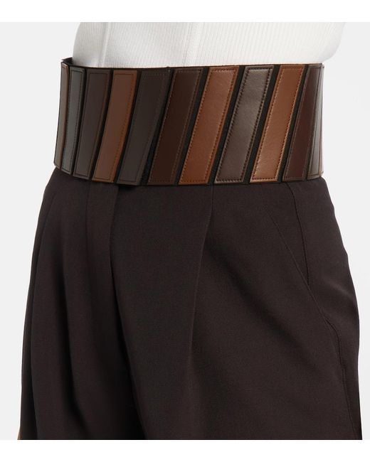 Alaïa Black Leather-Trimmed Wool Straight Pants