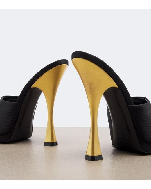 Saint Laurent Black Leon Satin Mules