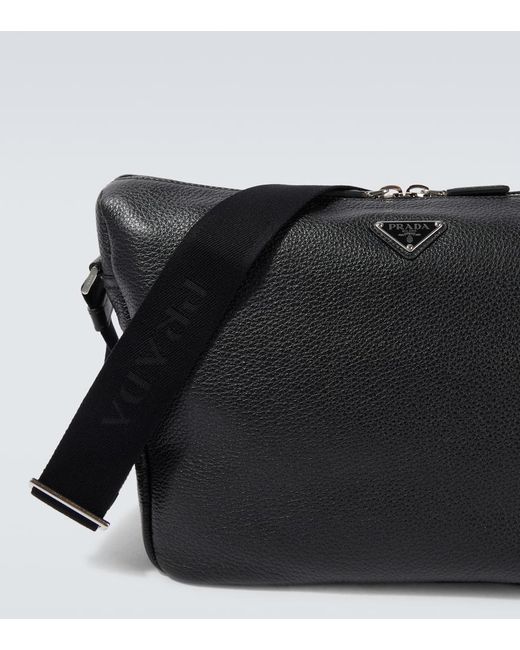 Prada Black Leather Shoulder Bag for men