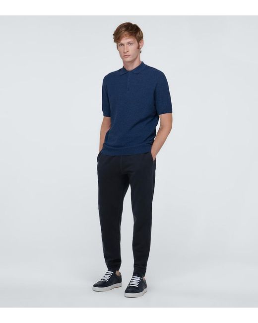 Sunspel Blue Loopback Cotton Sweatpants for men