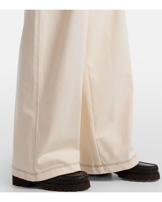 Max Mara White Pleated Wide-Leg Jeans