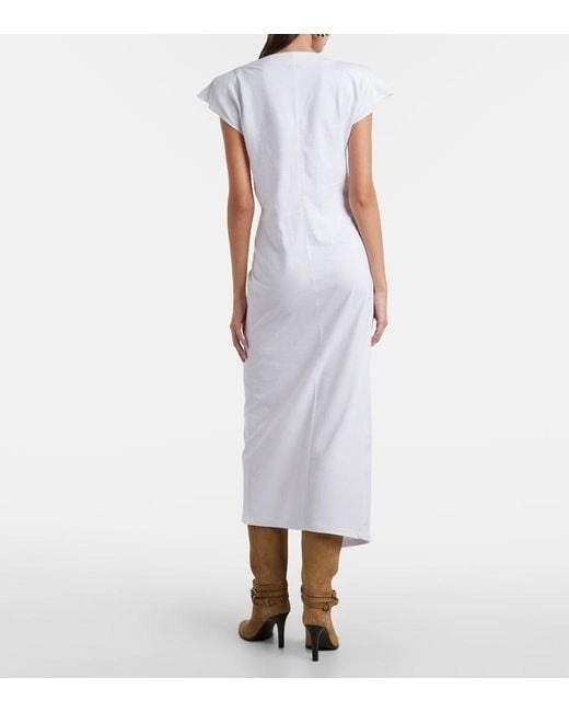 Isabel Marant White Nadela Gathered Cotton Jersey Maxi Dress