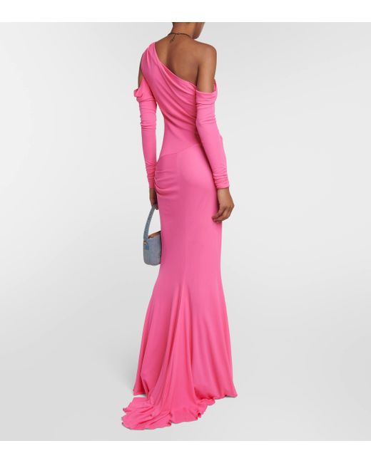Blumarine Pink One-shoulder Cutout Maxi Dress