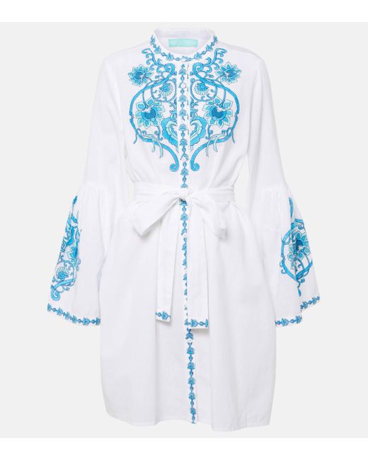 Melissa Odabash Blue Everly Cotton And Linen Minidress
