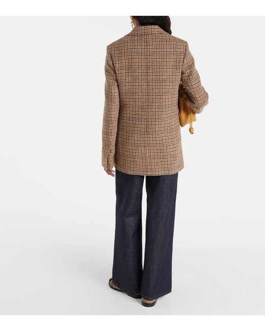 Blazer in tweed di lana pied-de-poule di Loewe in Brown