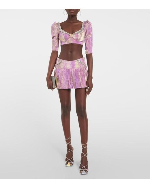 Miss Sohee Pink Embellished Crop Top
